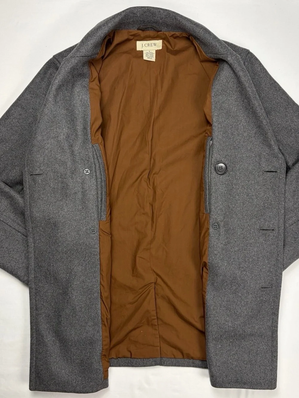 J.Crew Men’s Gray Wool Double Breasted Peacoat Size S